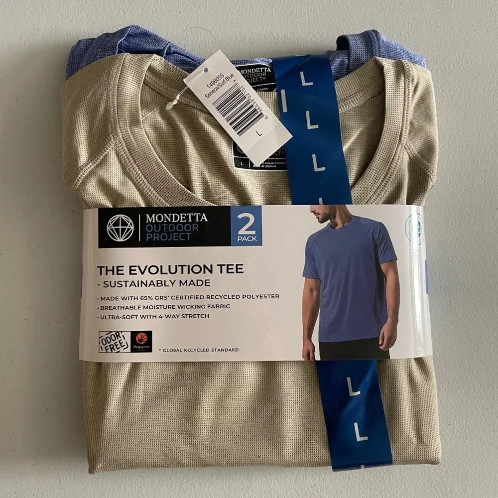 Mondetta Outdoor Project Men's 2 Pack Short Sleeve The Evolution Tees, Large - Picture 4 of 5
